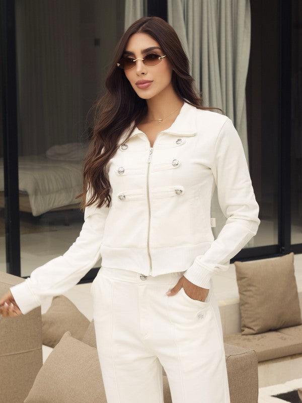 Conjunto Napoleón blanco en algodón con botones metálicos de la marca – Bukuri