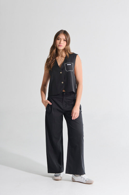 PANTALÓN DRIL BOLSILLO DIAGONAL NEGRO