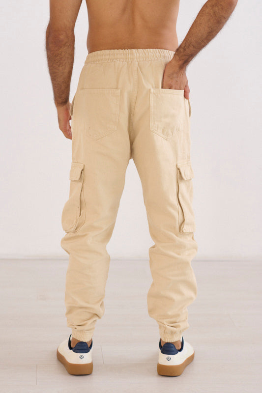 Men's jogger pantalón cargo kaki