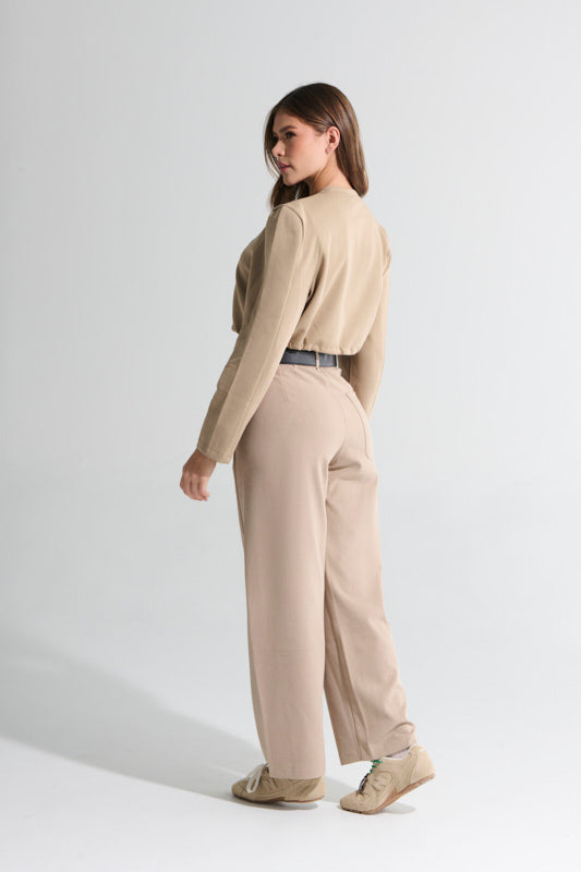 Pantalón dama bota recta beige