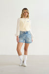 Denim short waist tone