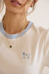 Camiseta cuello azul tejido