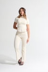 Pantalon bota recta beige claro