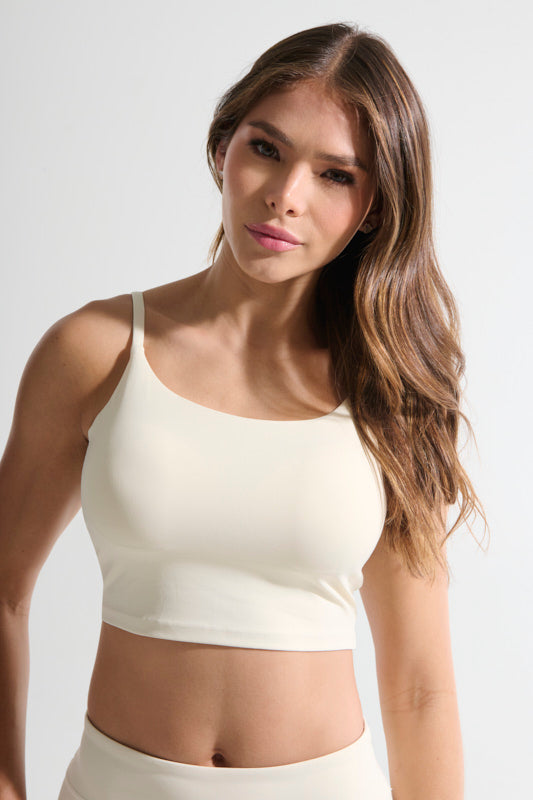 Top tiras beige claro