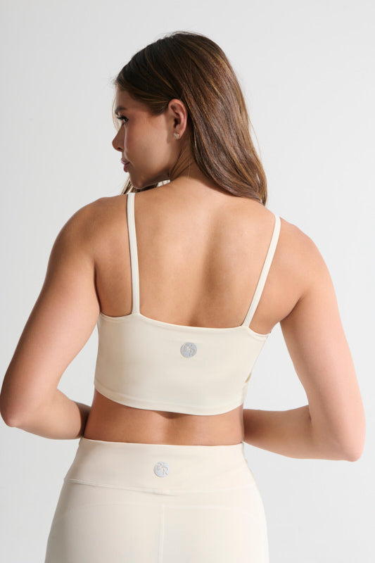 Top tiras beige claro