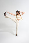 Pantalon bota recta beige claro
