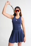 Vestido plizado azul oscuro