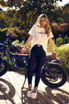 Camiseta apliques blonda manualidad
