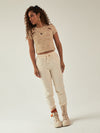 Jogger pantalón textura lino