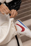 Pantalón white contraste cuero