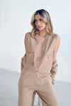 Conjunto tejido beige chaleco