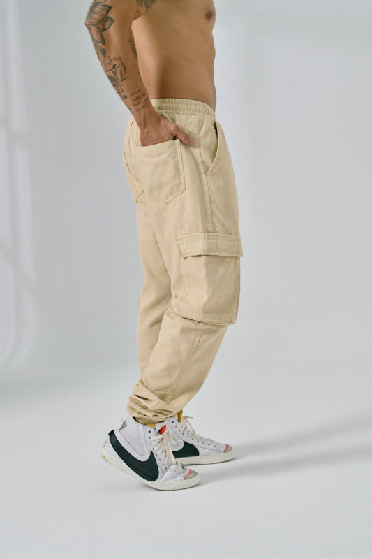 Men's jogger pantalón cargo kaki