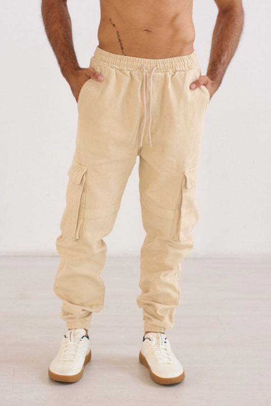 Men's jogger pantalón cargo kaki