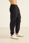 Mens pantalón parachute negro