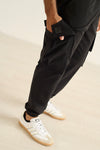 Mens pantalón parachute negro