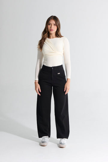 Pantalón dama bota recta negro