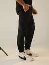 Mens pantalón parachute negro