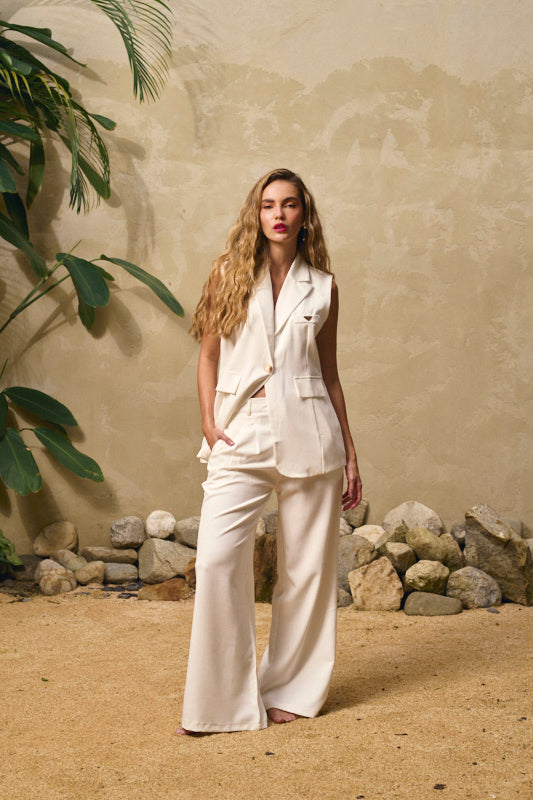 Set chaleco y pantalon sastre blanco