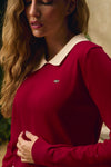 Sueter rojo tipo polo tejido